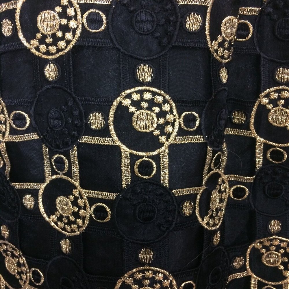 Vintage Victor Costa Womens Black Gold Metallic Filigree Cocktail Party Dress 6 - Picture 2 of 10